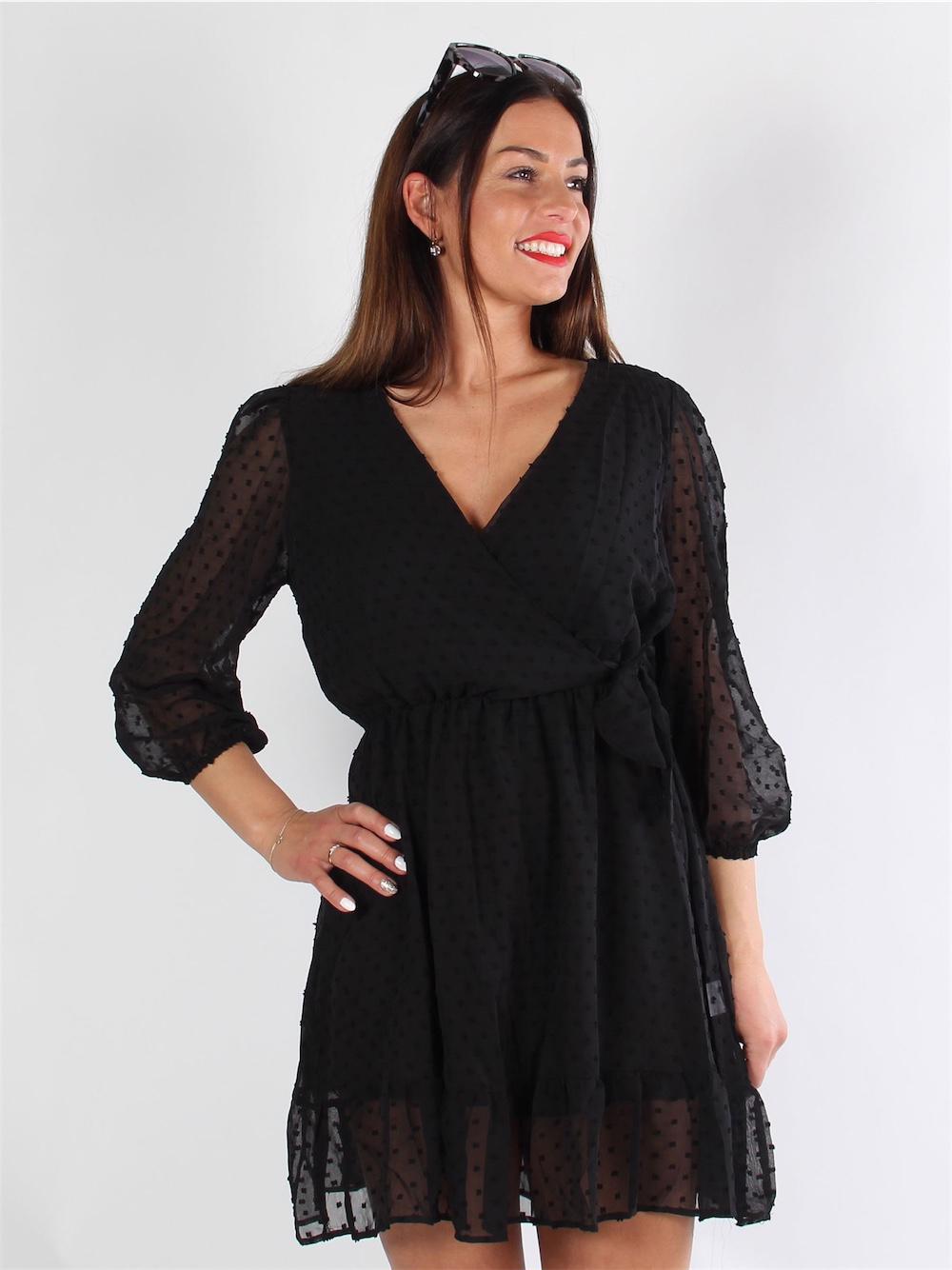 Silvia - Svart jumpsuit med knytband och volang i nedre delen